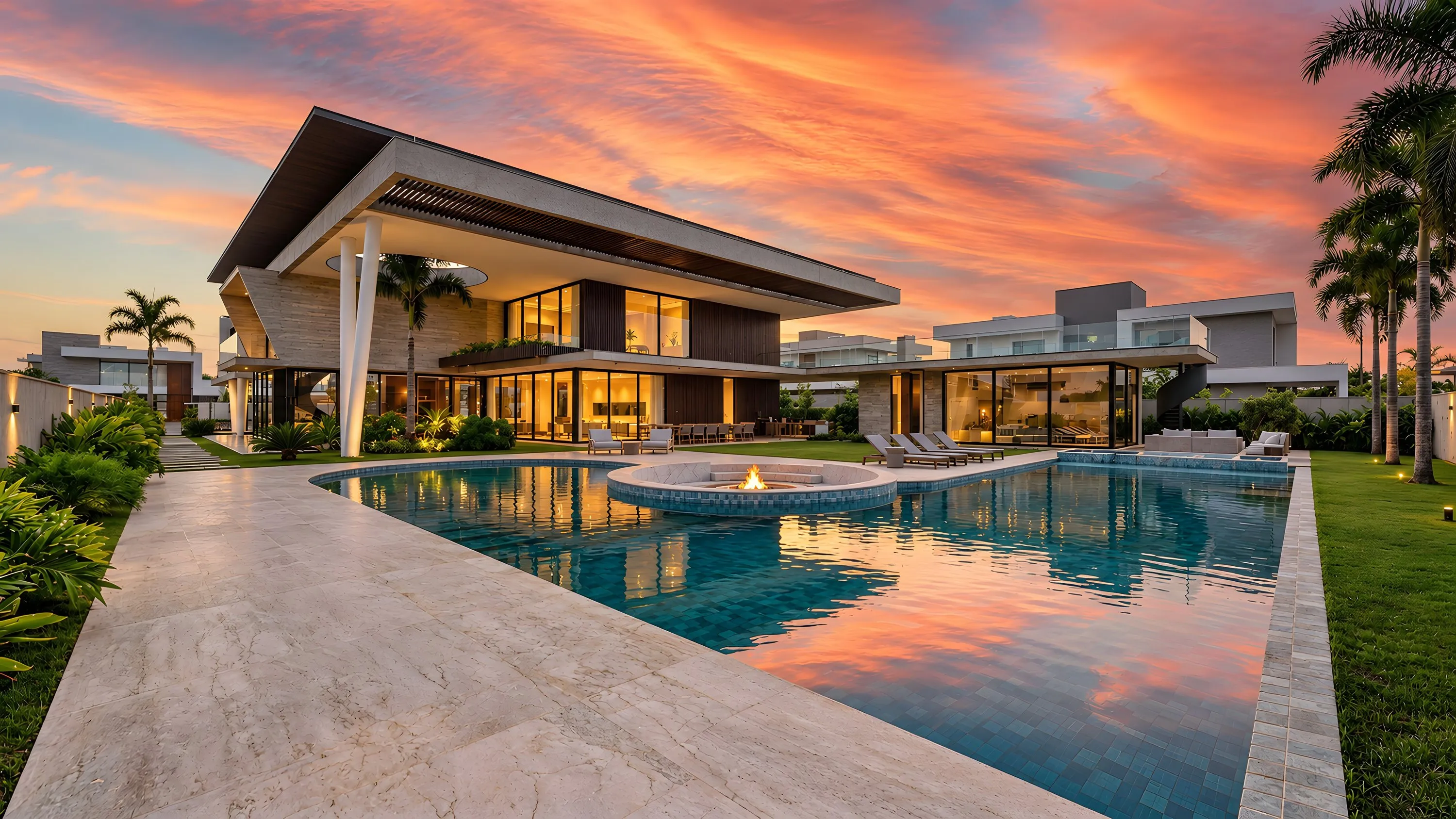 Luxury villa in Punta Espada, Cap Cana, at sunset